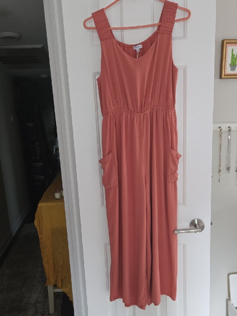 Sleeveless Wide-Leg Jumpsuit in Terracotta with Pockets